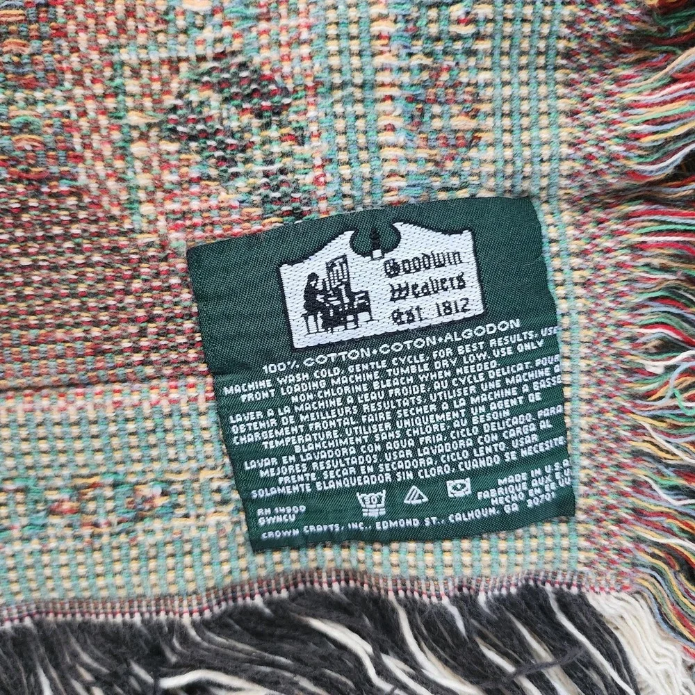 Goodwin Weavers Blanket Linda Nelson Stock Winter Village Scene Fringe 45